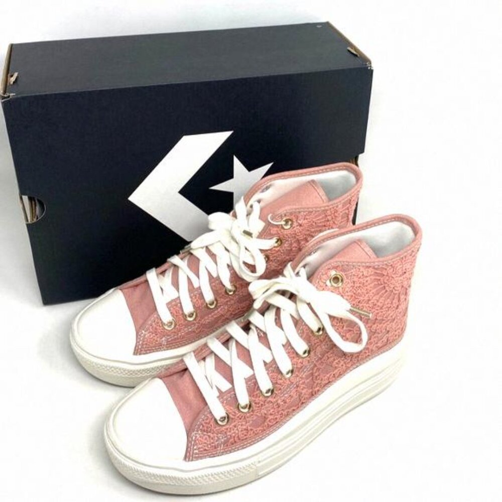 Converse Chuck Move Platform Sneaker Women's Crocheted A03951C Pink High Cotton - Picture 8 of 12